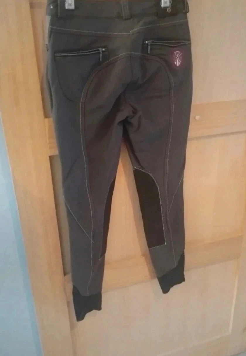 Calça de equitação feminina cinza/preto, Fouganza team T32 – photo 5